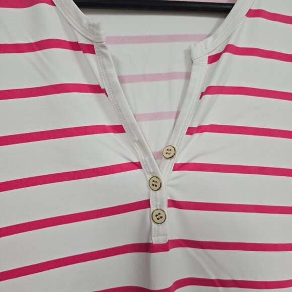 J McLaughlin Dress Womens Large Pink White Stripe Catalina‎ Cloth Beachy READ - Picture 4 of 13
